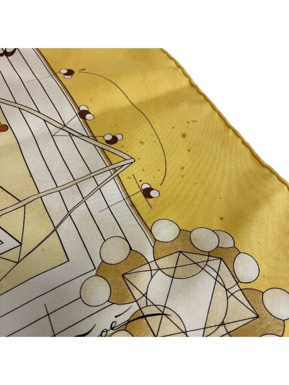 Hermes la Musique Des Spheres Carre 90 Silk Scarf Yellow